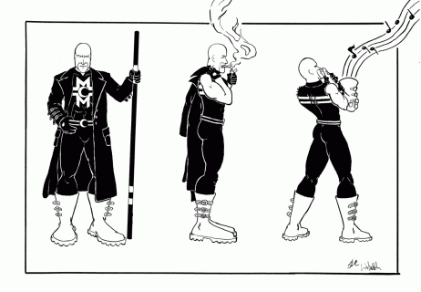 Personal: World’s Ginchiest, Mister Midnight ~ Character Turnarounds ~ Pencil & Ink Illustration ~ Spring 2004