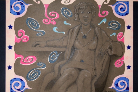Exercise: Marisela - Figure Study - 19” x 25” Pencil Illustration on Canson Paper - Spring 2005 - Lansing Community College, Lansing, MI