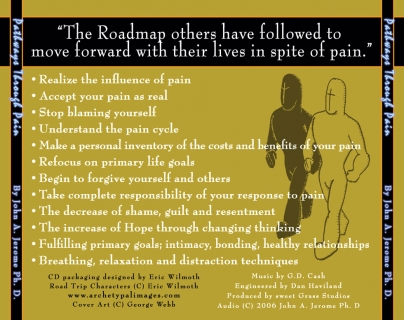 Client: Dr. John Jerome, Ph. D. ~ Pain Therapy Audio Disk Packaging Design, Back Ext. ~ Adobe Photoshop ~ 11/2006 ~ Lansing, MI