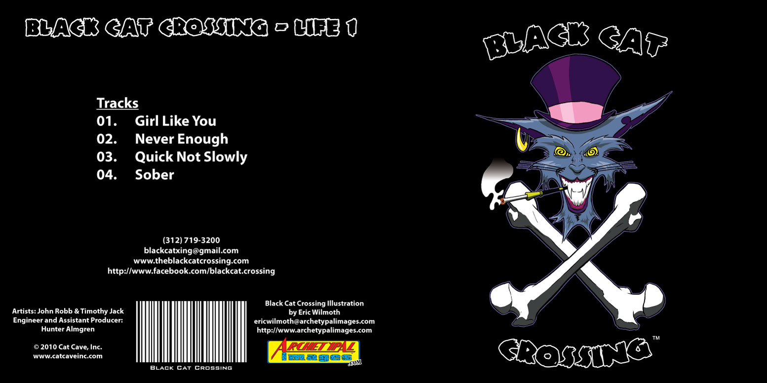 Client: Black Cat Crossing - Cat Cave Productions ~ CD/Album Design - Adobe Illustrator - 4/2010 - Chicago, IL